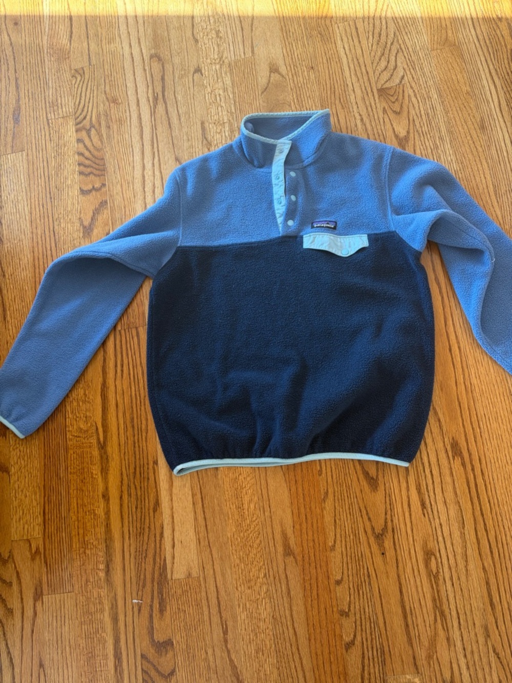 Patagonia woman's  Two-Tone Light Blue and Navy Zip-Up Fleece